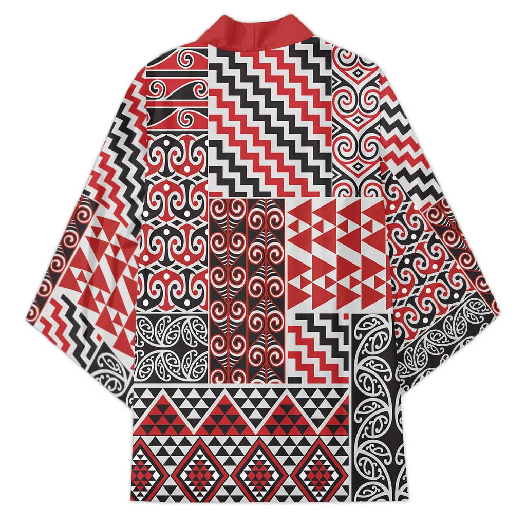 Aotearoa Kowhaiwhai Taniko Patchwork Motifs Kimono - Polynesian Pride