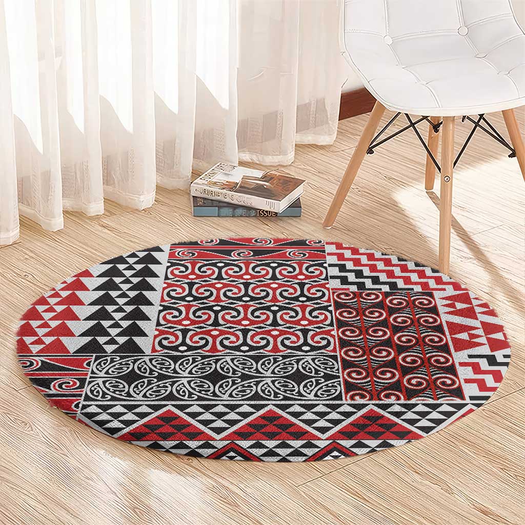Aotearoa Kowhaiwhai Taniko Patchwork Motifs Round Carpet LT9 - Polynesian Pride
