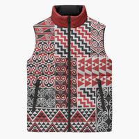Aotearoa Kowhaiwhai Taniko Patchwork Motifs Sleeveless Puffer Jacket - Polynesian Pride