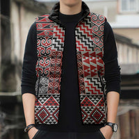 Aotearoa Kowhaiwhai Taniko Patchwork Motifs Sleeveless Puffer Jacket - Polynesian Pride
