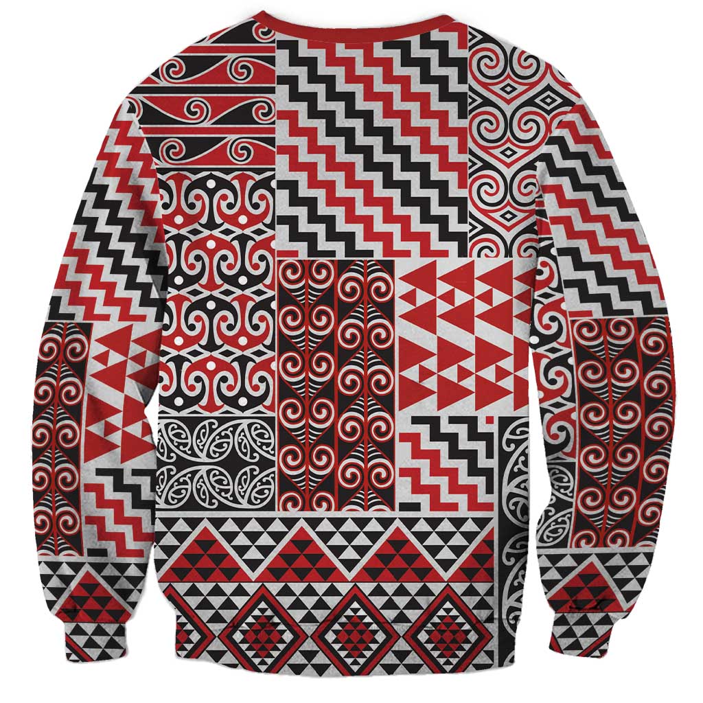 Aotearoa Kowhaiwhai Taniko Patchwork Motifs Sweatshirt LT9 - Polynesian Pride