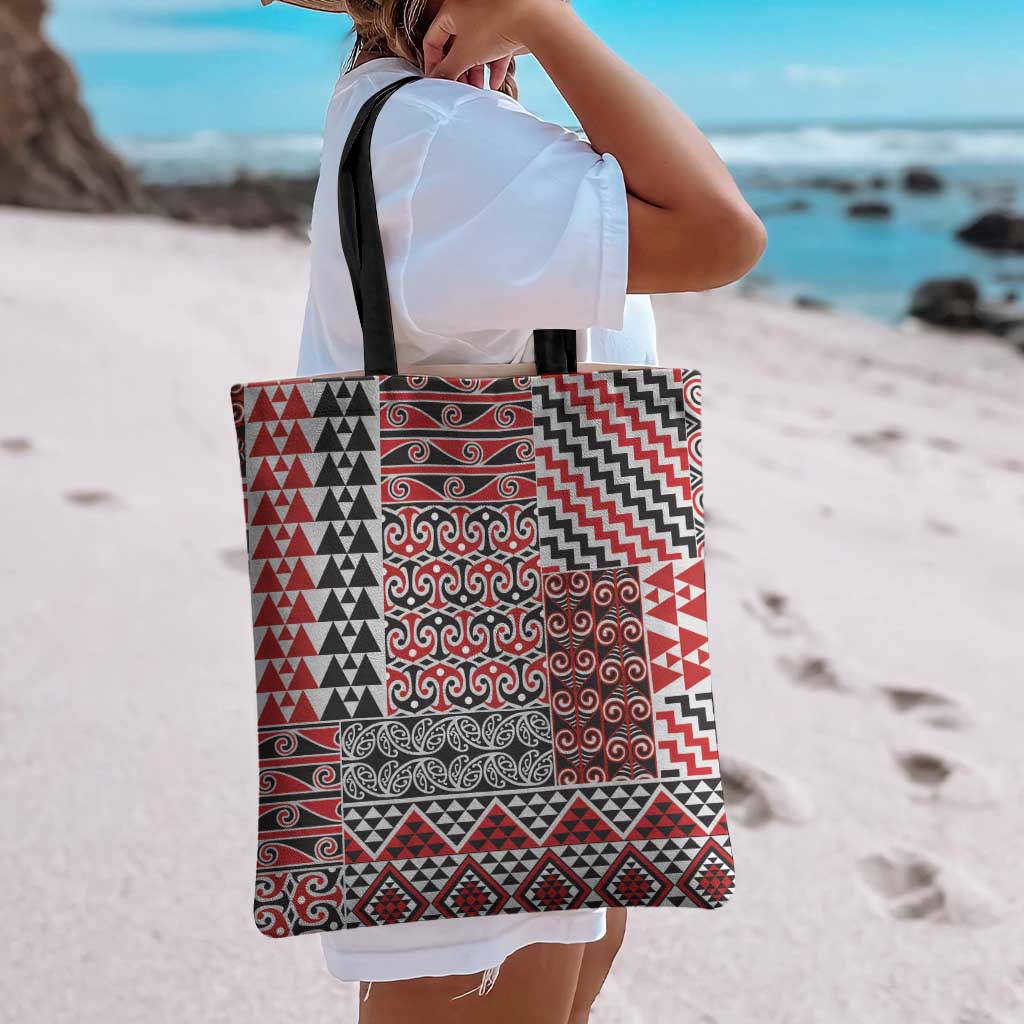 Aotearoa Kowhaiwhai Taniko Patchwork Motifs Tote Bag - Polynesian Pride