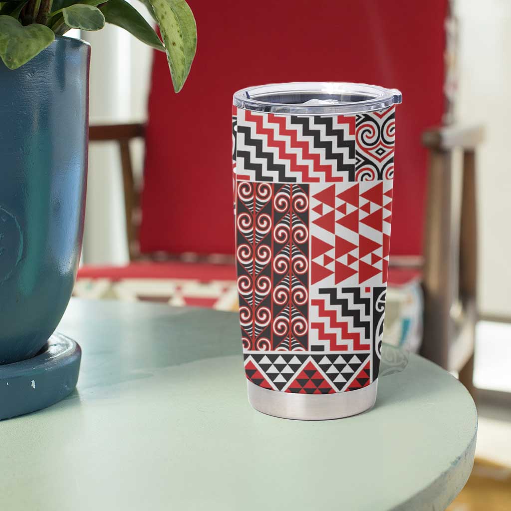 Aotearoa Kowhaiwhai Taniko Patchwork Motifs Tumbler Cup