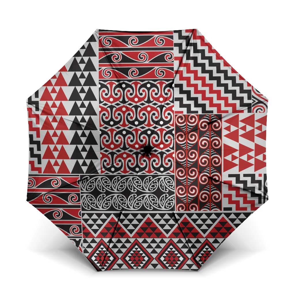 Aotearoa Kowhaiwhai Taniko Patchwork Motifs Umbrella - Polynesian Pride