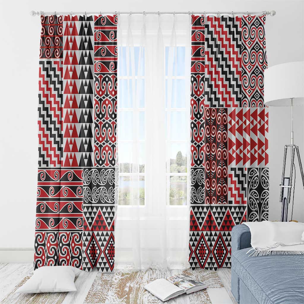 Aotearoa Kowhaiwhai Taniko Patchwork Motifs Window Curtain