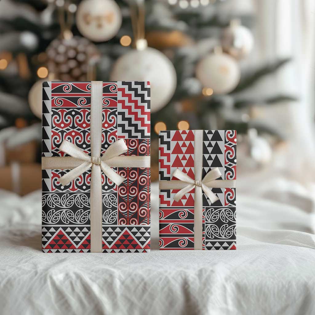 Aotearoa Kowhaiwhai Taniko Patchwork Motifs Wrapping Paper - Polynesian Pride