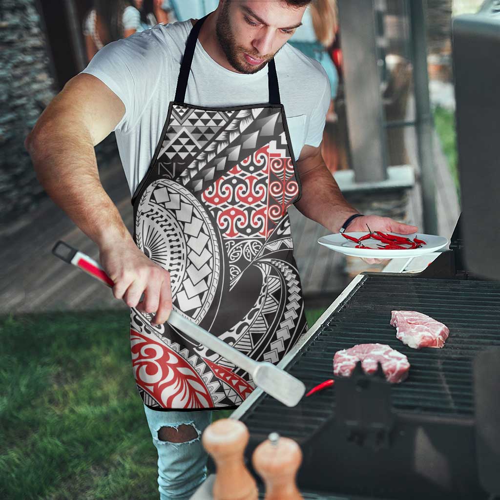 Aotearoa Maori Rugby Tribal Tattoo Apron Kowhaiwhai Taniko Patchwork Motifs - Polynesian Pride