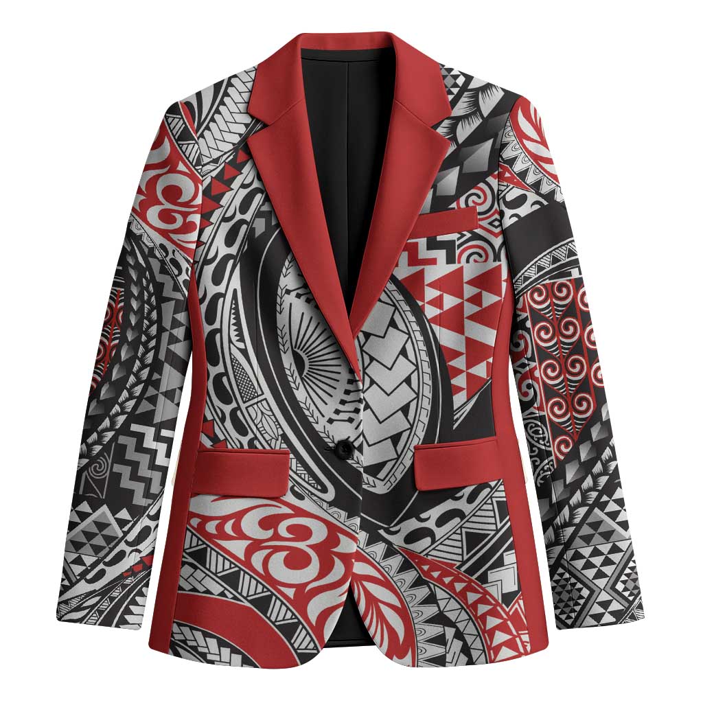 Aotearoa Maori Rugby Tribal Tattoo Blazer Kowhaiwhai Taniko Patchwork Motifs - Polynesian Pride