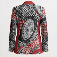 Aotearoa Maori Rugby Tribal Tattoo Blazer Kowhaiwhai Taniko Patchwork Motifs - Polynesian Pride