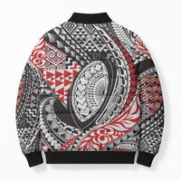 Aotearoa Maori Rugby Tribal Tattoo Bomber Puffer Jacket Kowhaiwhai Taniko Patchwork Motifs - Polynesian Pride