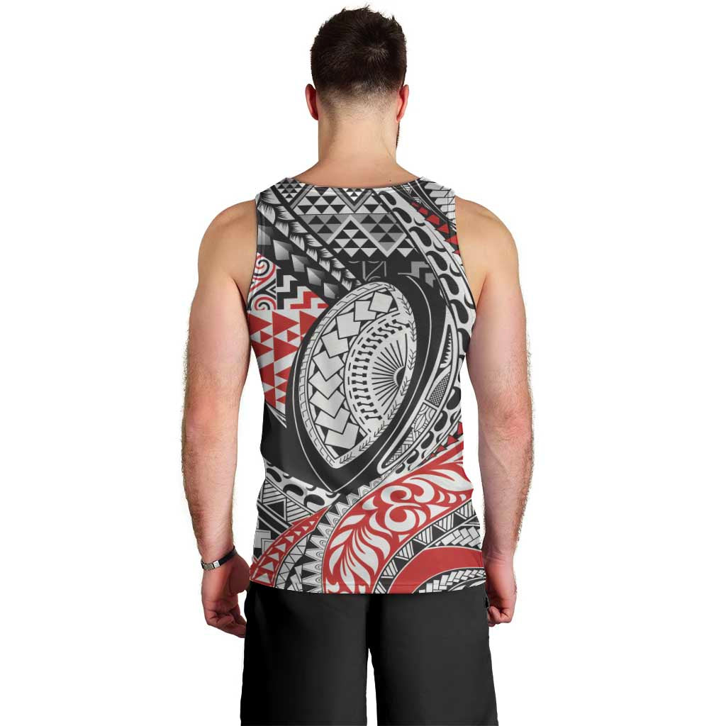 Aotearoa Maori Rugby Tribal Tattoo Men Tank Top Kowhaiwhai Taniko Patchwork Motifs