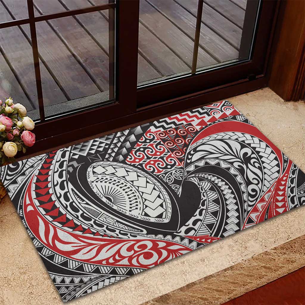 Aotearoa Maori Rugby Tribal Tattoo Rubber Doormat Kowhaiwhai Taniko Patchwork Motifs