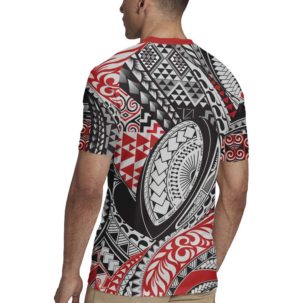 Aotearoa Maori Rugby Tribal Tattoo Rugby Jersey Kowhaiwhai Taniko Patchwork Motifs