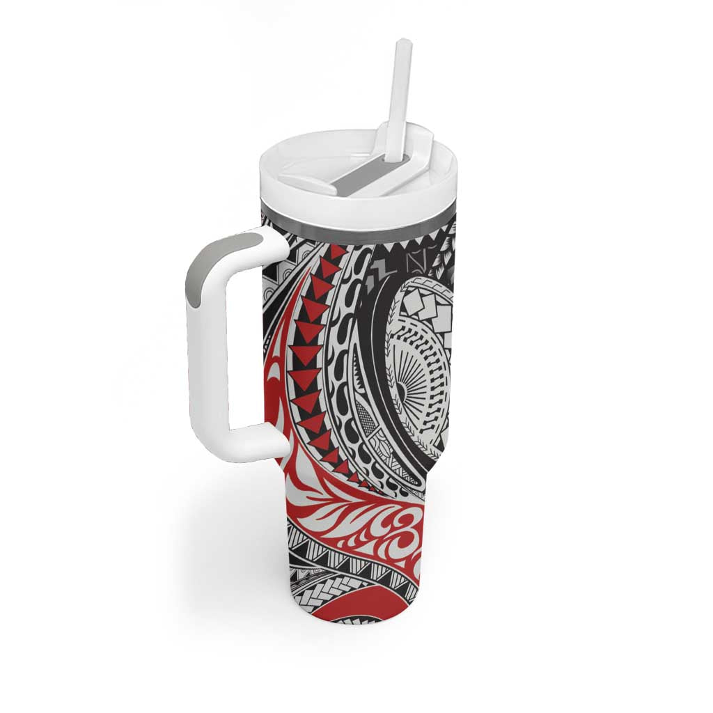Aotearoa Maori Rugby Tribal Tattoo Tumbler With Handle Kowhaiwhai Taniko Patchwork Motifs