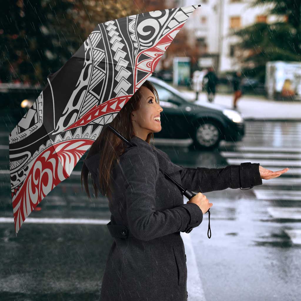 Aotearoa Maori Rugby Tribal Tattoo Umbrella Kowhaiwhai Taniko Patchwork Motifs - Polynesian Pride