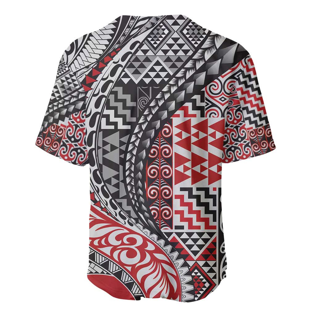 Aotearoa Maori Tribal Tattoo Baseball Jersey Kowhaiwhai Taniko Patchwork Motifs LT9 - Polynesian Pride
