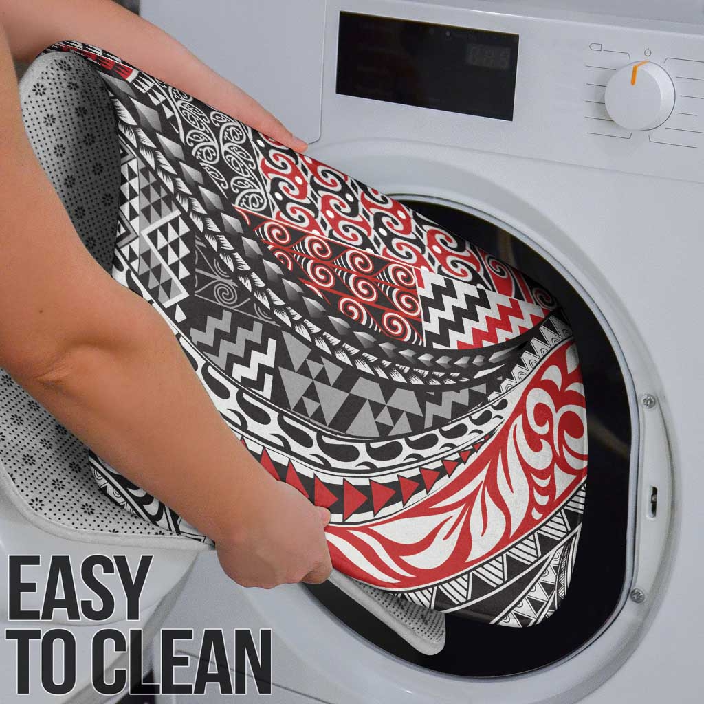 Aotearoa Maori Tribal Tattoo Bathroom Set Kowhaiwhai Taniko Patchwork Motifs - Polynesian Pride