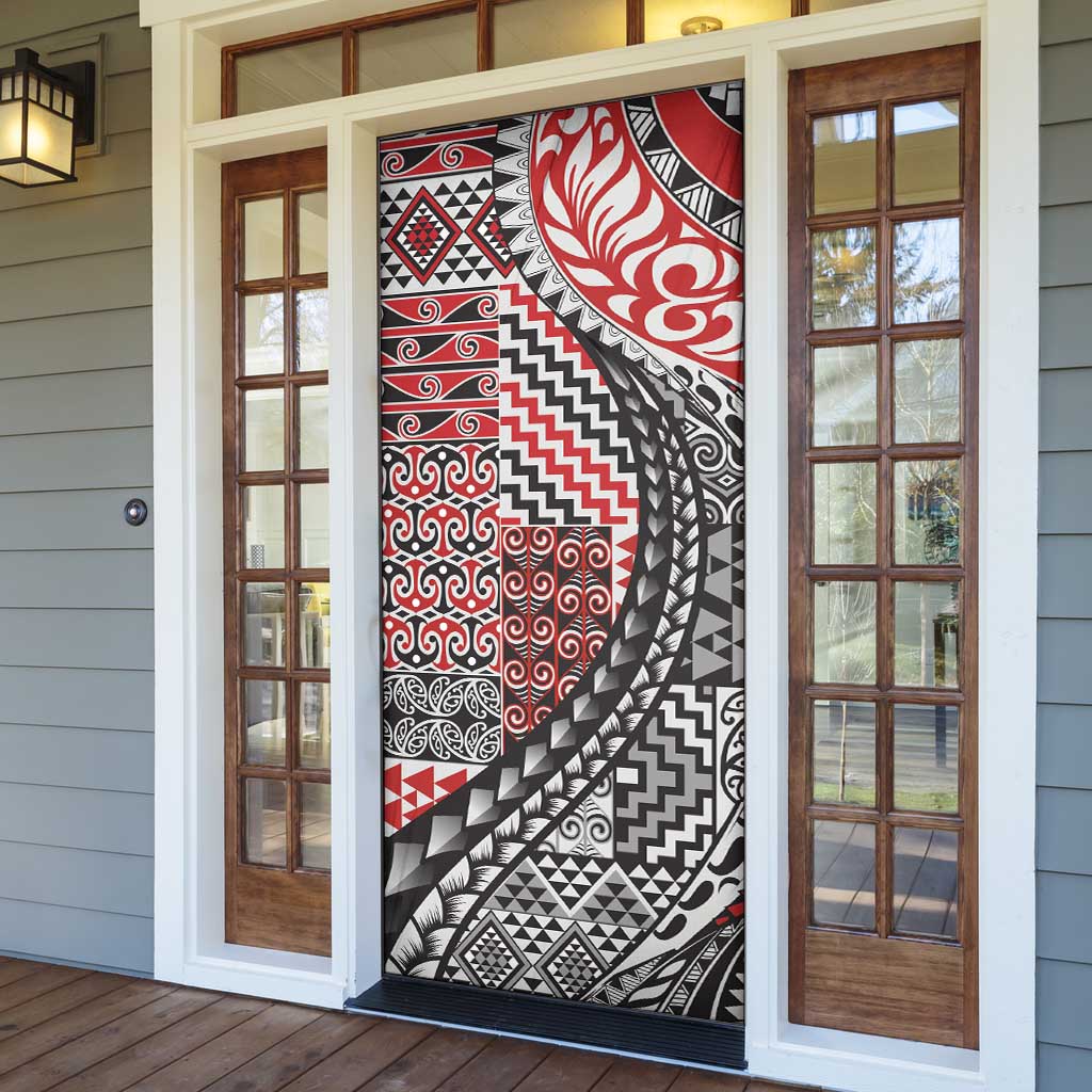 Aotearoa Maori Tribal Tattoo Door Cover Kowhaiwhai Taniko Patchwork Motifs - Polynesian Pride