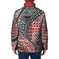 Aotearoa Maori Tribal Tattoo Padded Jacket Kowhaiwhai Taniko Patchwork Motifs - Polynesian Pride