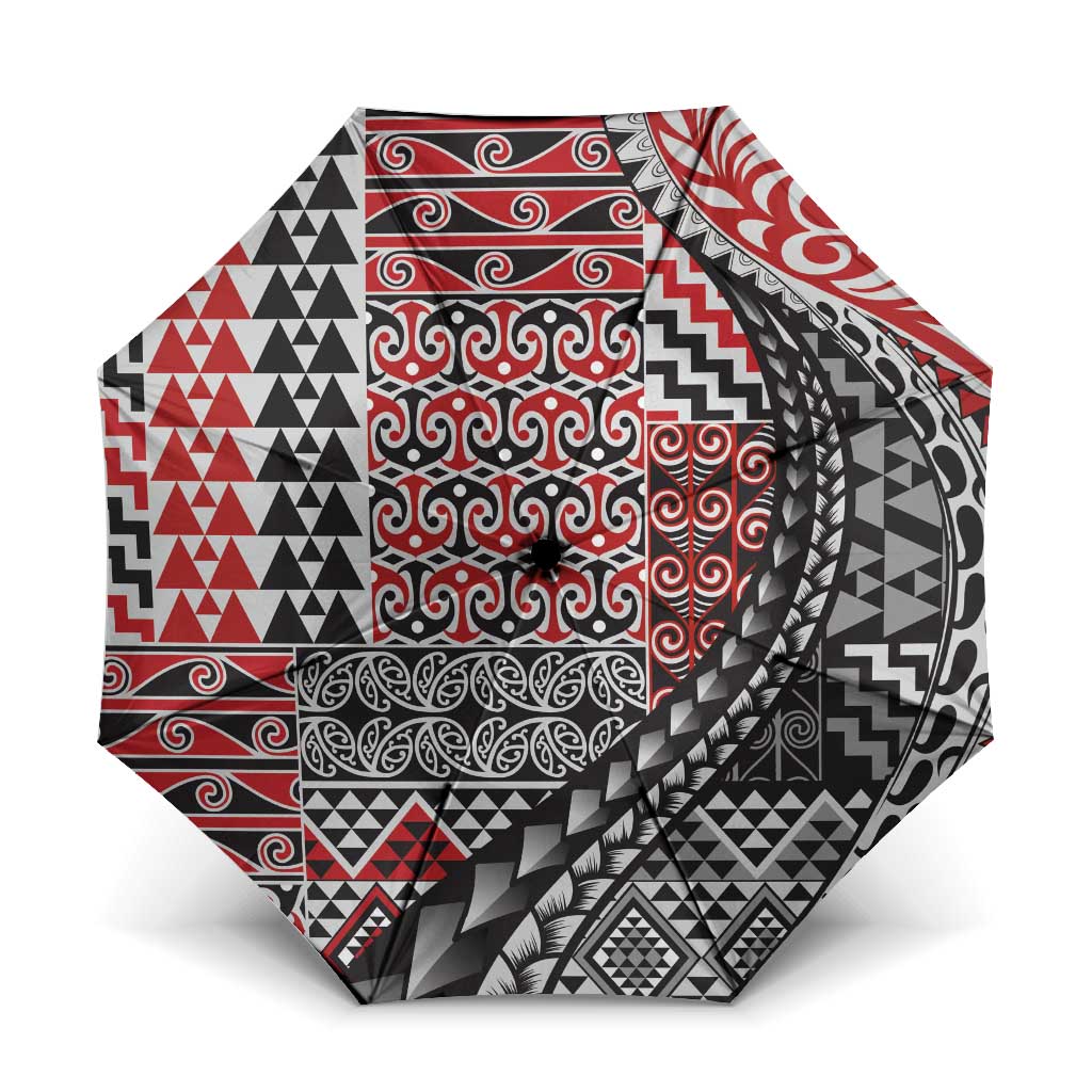 Aotearoa Maori Tribal Tattoo Umbrella Kowhaiwhai Taniko Patchwork Motifs - Polynesian Pride