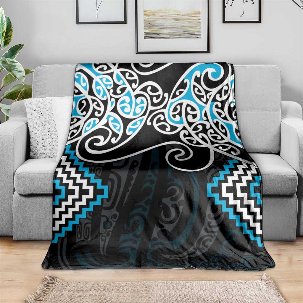 Blue Aotearoa Tukutuku Manawa Tapu Blanket Ta Moko Toi Maori