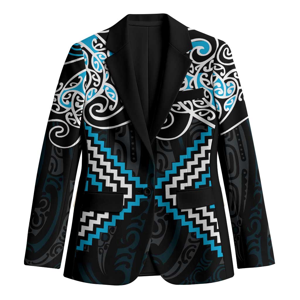 Blue Aotearoa Tukutuku Manawa Tapu Blazer Ta Moko Toi Maori - Polynesian Pride