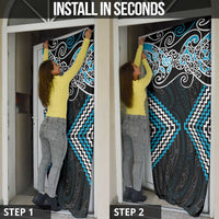 Blue Aotearoa Tukutuku Manawa Tapu Door Cover Ta Moko Toi Maori - Polynesian Pride