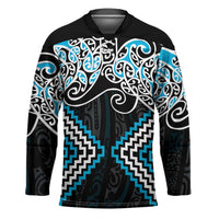 Blue Aotearoa Tukutuku Manawa Tapu Hockey Jersey Ta Moko Toi Maori - Polynesian Pride