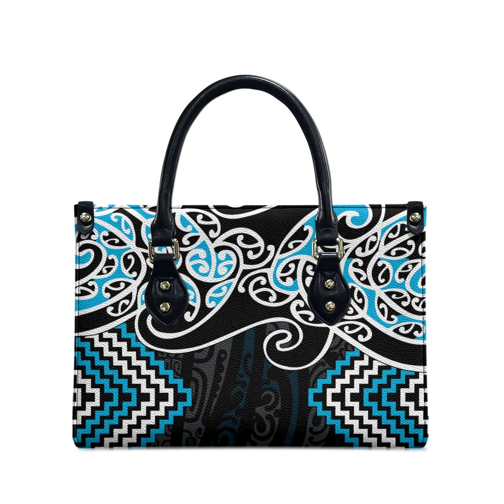 Blue Aotearoa Tukutuku Manawa Tapu Leather Bag Ta Moko Toi Maori - Polynesian Pride