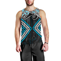 Blue Aotearoa Tukutuku Manawa Tapu Men Tank Top Ta Moko Toi Maori