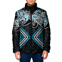 Blue Aotearoa Tukutuku Manawa Tapu Padded Jacket Ta Moko Toi Maori - Polynesian Pride