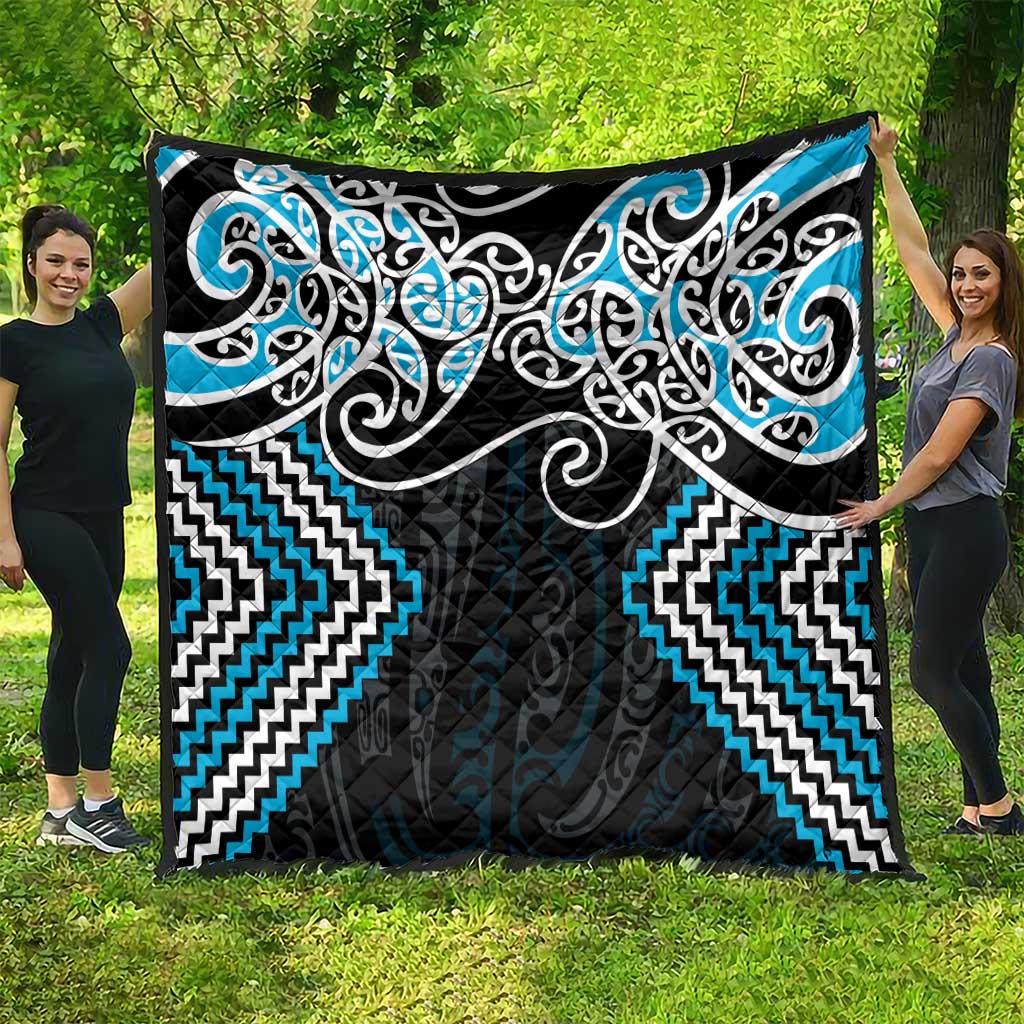 Blue Aotearoa Tukutuku Manawa Tapu Quilt Ta Moko Toi Maori LT9 - Polynesian Pride