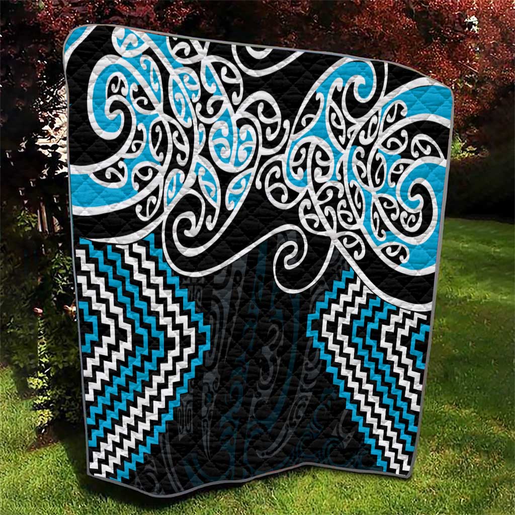Blue Aotearoa Tukutuku Manawa Tapu Quilt Ta Moko Toi Maori LT9 - Polynesian Pride