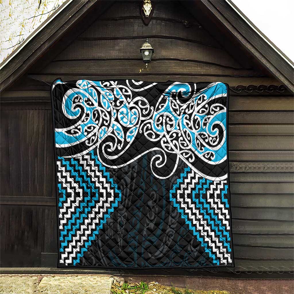 Blue Aotearoa Tukutuku Manawa Tapu Quilt Ta Moko Toi Maori LT9 - Polynesian Pride