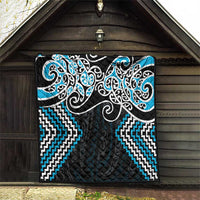 Blue Aotearoa Tukutuku Manawa Tapu Quilt Ta Moko Toi Maori LT9 - Polynesian Pride