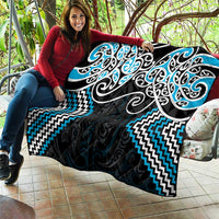 Blue Aotearoa Tukutuku Manawa Tapu Quilt Ta Moko Toi Maori LT9 - Polynesian Pride