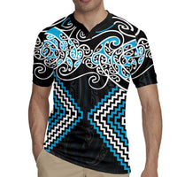 Blue Aotearoa Tukutuku Manawa Tapu Rugby Jersey Ta Moko Toi Maori