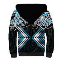 Blue Aotearoa Tukutuku Manawa Tapu Sherpa Hoodie Ta Moko Toi Maori