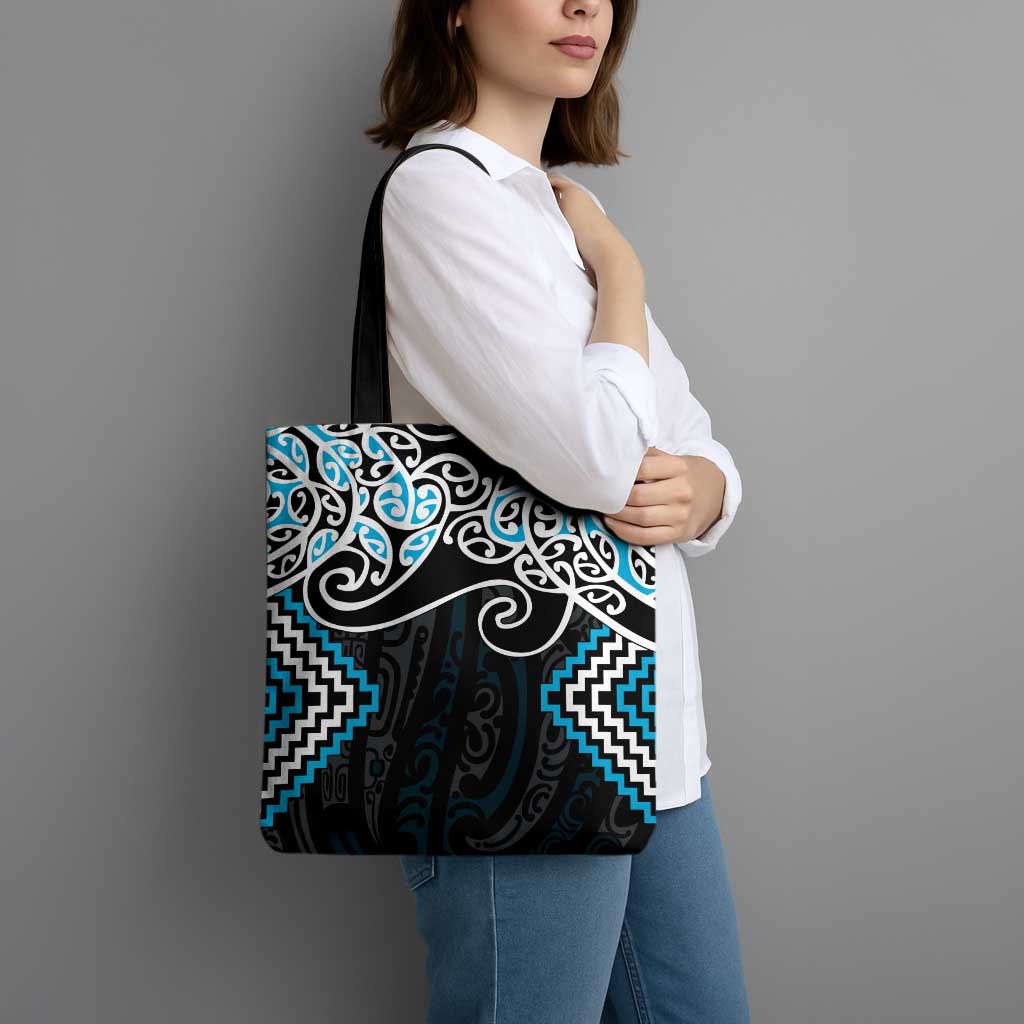Blue Aotearoa Tukutuku Manawa Tapu Tote Bag Ta Moko Toi Maori - Polynesian Pride
