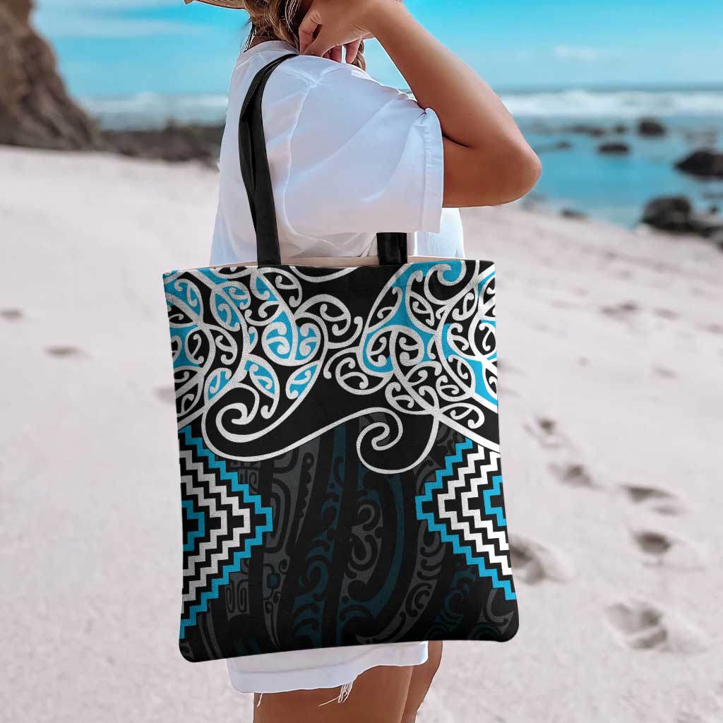 Blue Aotearoa Tukutuku Manawa Tapu Tote Bag Ta Moko Toi Maori - Polynesian Pride