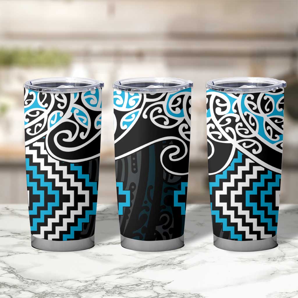 Blue Aotearoa Tukutuku Manawa Tapu Tumbler Cup Ta Moko Toi Maori