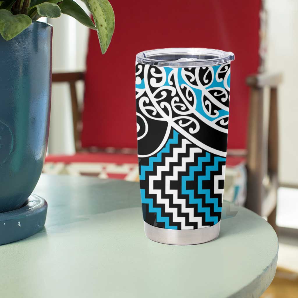 Blue Aotearoa Tukutuku Manawa Tapu Tumbler Cup Ta Moko Toi Maori