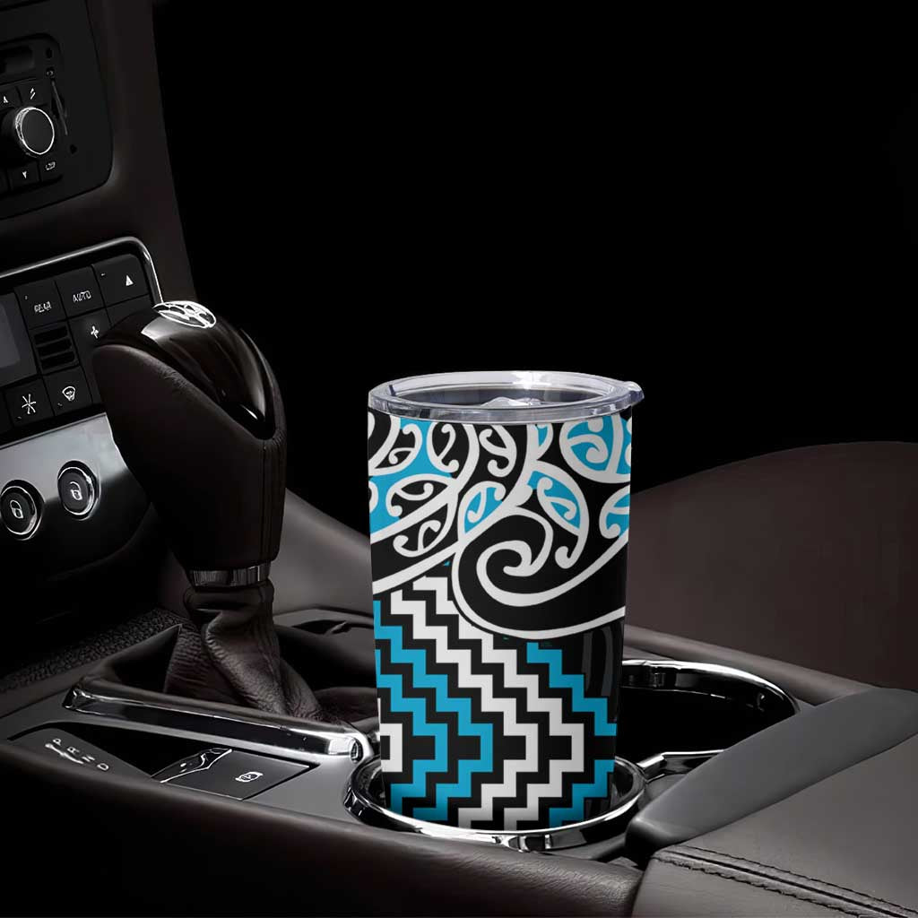 Blue Aotearoa Tukutuku Manawa Tapu Tumbler Cup Ta Moko Toi Maori