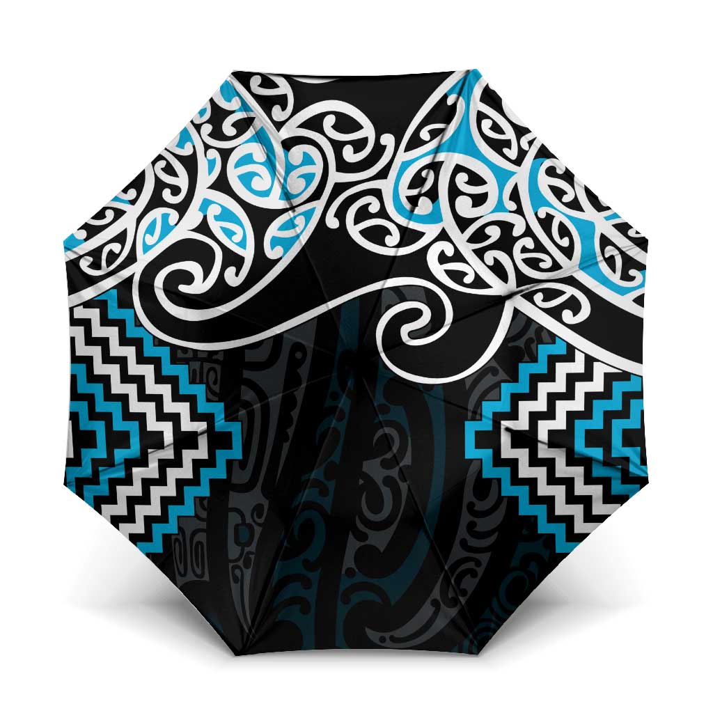 Blue Aotearoa Tukutuku Manawa Tapu Umbrella Ta Moko Toi Maori - Polynesian Pride