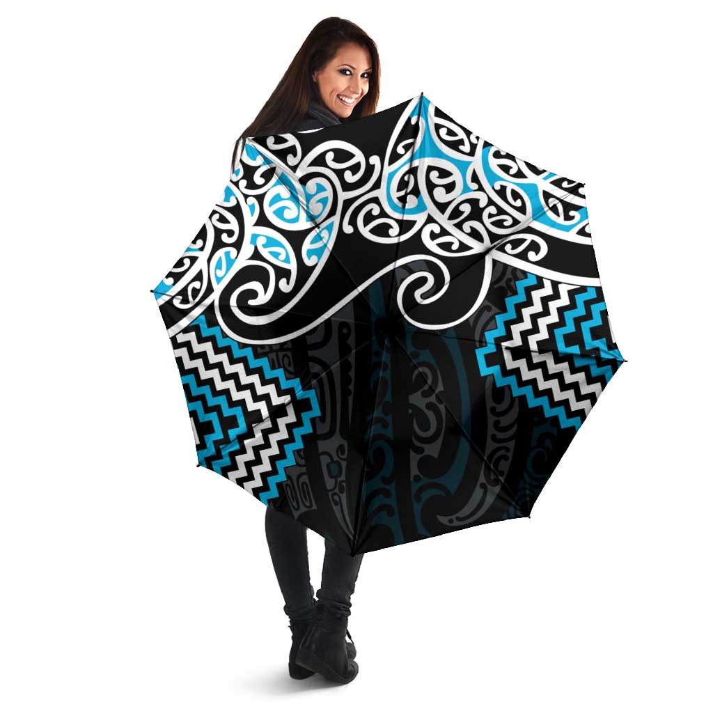 Blue Aotearoa Tukutuku Manawa Tapu Umbrella Ta Moko Toi Maori - Polynesian Pride