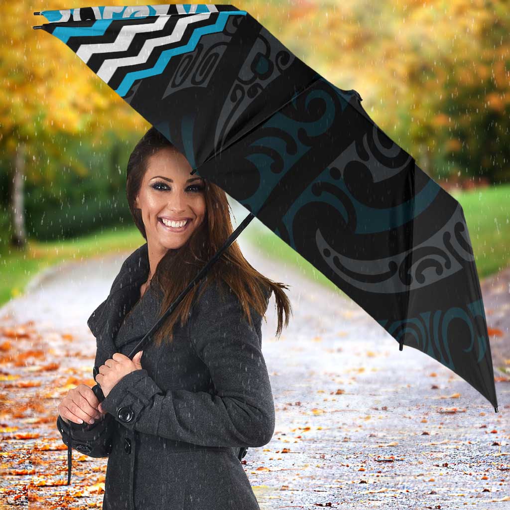 Blue Aotearoa Tukutuku Manawa Tapu Umbrella Ta Moko Toi Maori - Polynesian Pride