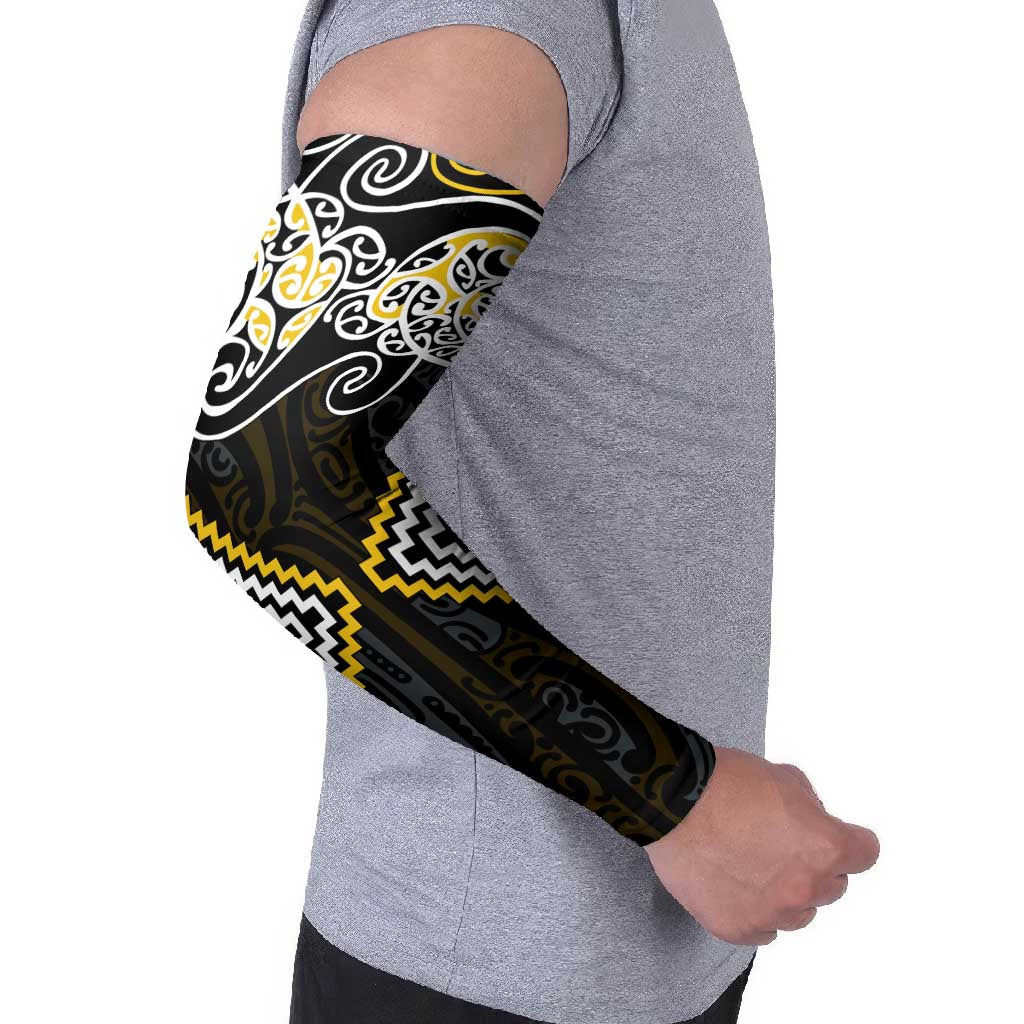 Gold Aotearoa Tukutuku Manawa Tapu Arm Sleeves Ta Moko Toi Maori - Polynesian Pride