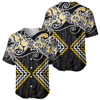 Gold Aotearoa Tukutuku Manawa Tapu Baseball Jersey Ta Moko Toi Maori LT9 - Polynesian Pride