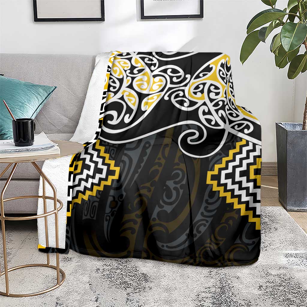 Gold Aotearoa Tukutuku Manawa Tapu Blanket Ta Moko Toi Maori