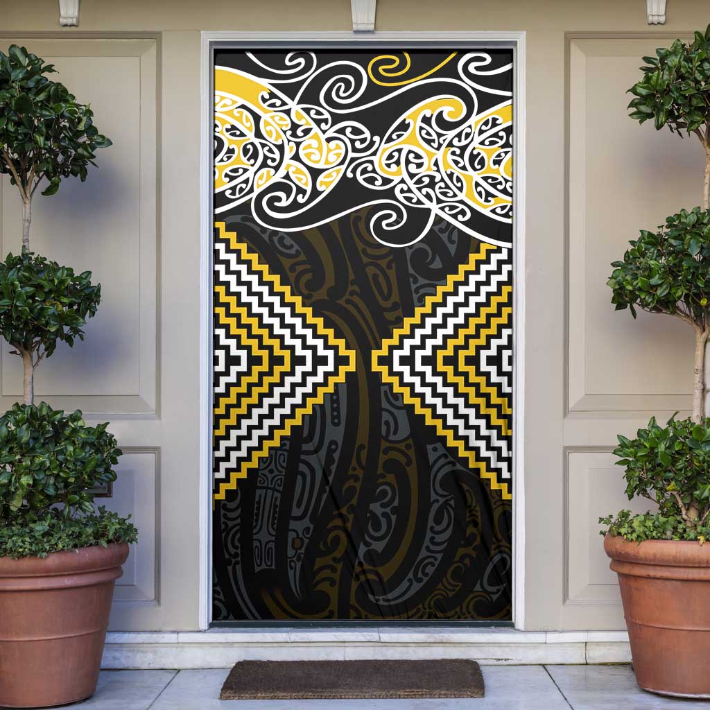 Gold Aotearoa Tukutuku Manawa Tapu Door Cover Ta Moko Toi Maori - Polynesian Pride